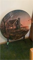 Table With Cabin Painted By Terry Redlin