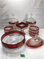 Vintage Indiana Glass Ruby Flash Diamond Glassware