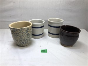 Various Porcelain Glazed Crocks