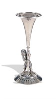 Gorham .750 Silver Figural Bud Vase Circa 1875