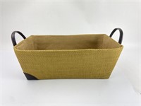 Leather Handle Storage Basket 16x10x6"H