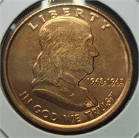 1 oz fine copper coin Ben Franklin