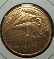 1 oz fine copper coin dinosaur