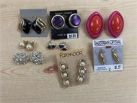 (8) Pair of Costume jewelry pierced earrings and