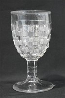 Early Pressed Glass Goblet - Pleated Plaid