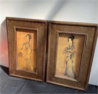 Two framed oriental pictures, 18 X 11.5 inches