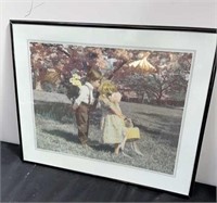 Framed children kissing picture 16 X20 inches