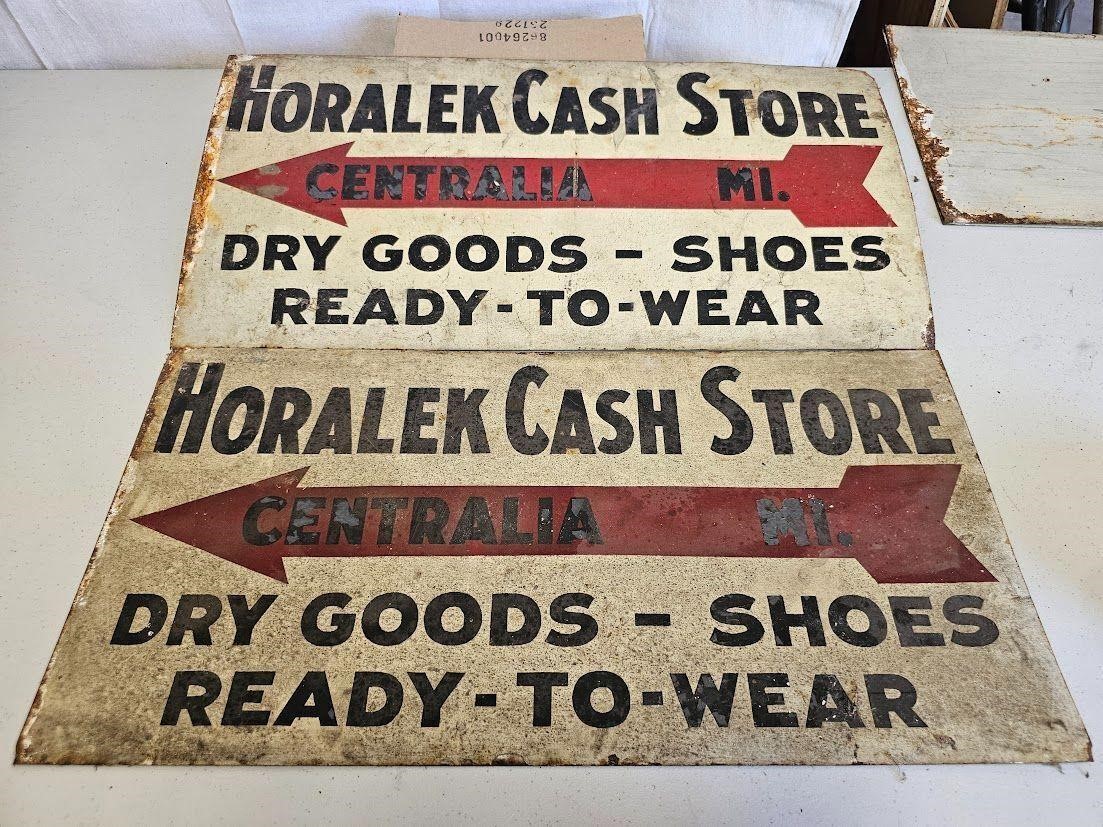 Horalek's Cash Store signs