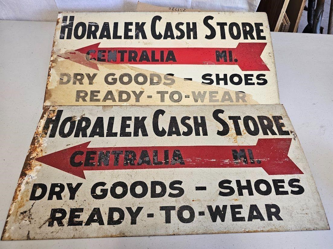 Horalek's Cash Store signs