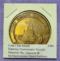Hanover Numismatic Society Coin Club Medal