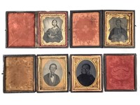 4 Ninth-Plate Tintype Portraits Women, Men w Cases