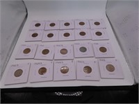 (20) 1940s/50s sleeved Pennies Cents Coins