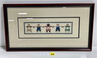 Vtg Country Goose Coll Cross Stitch Dolls Melons