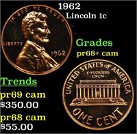 Proof 1962 Lincoln Cent 1c Grades GEM++ Proof Came