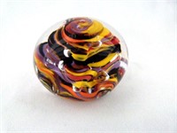 Swirl Floral Glass Paperweight 2"H x 2.25"W