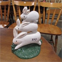 CAST IRON RABBITS DOORSTOP