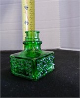 vintage decanter green glass lid