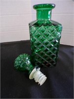 vintage Mid Mod Green Diamond cut decanter