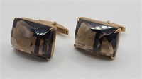 Gold Over Sterling Smoky Topaz Cufflinks