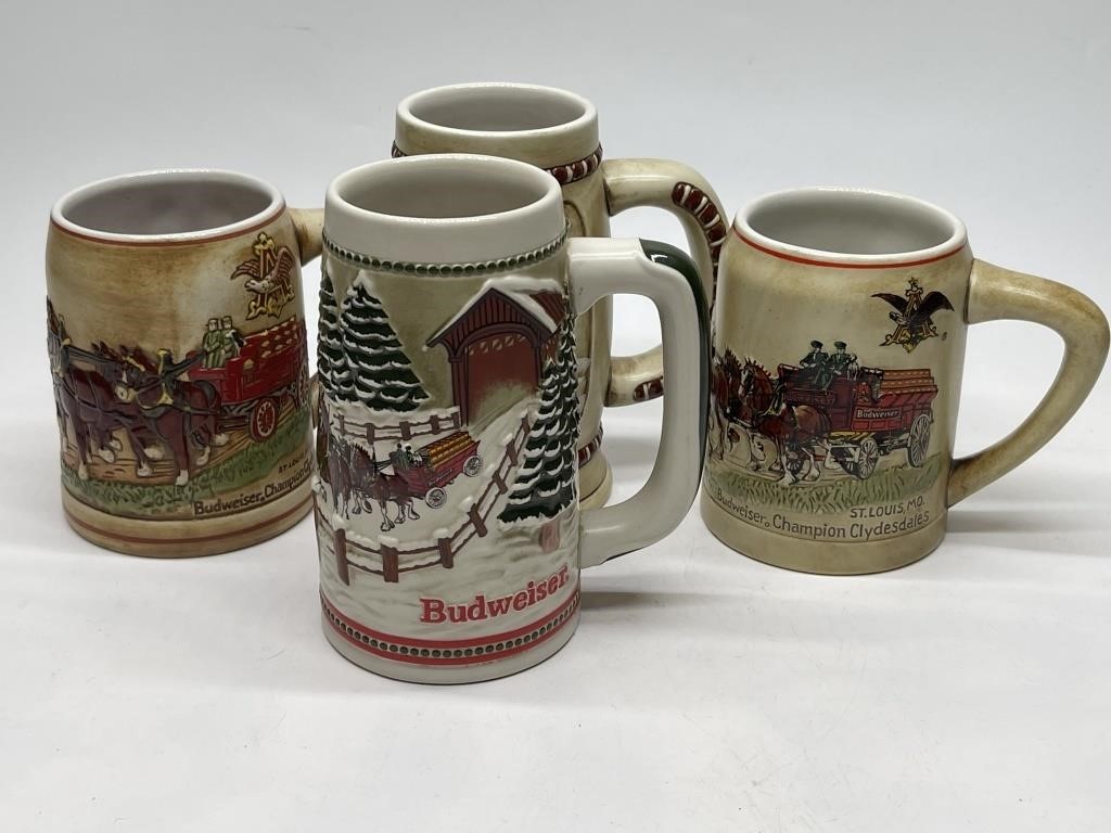 Four Budweiser Beer Mugs