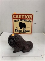 Concrete Dog and Chow Chow Sign