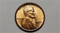 1932 Lincoln Cent Wheat Penny Gem Uncirculated Red