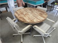 Dining Room Table w/ Four Rolling Chairs