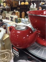 Small red tea kettle