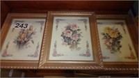 (3) Framed Flower Prints