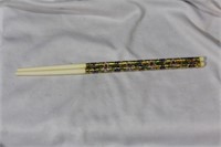 A Pair of Cloisonne and Bone Copsticks