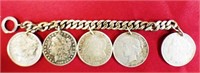 50 - BRACALET WITH MORGANS & PEACE SILVER DOLLARS