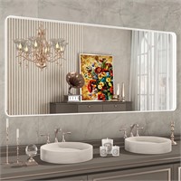 Rectangle White Bathroom Mirror 60x28 Inch
