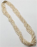 Pearl Beaded Necklace W 14k Gold Filled Clasp