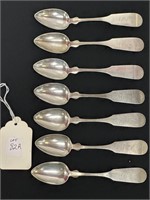 7 coin silver Dessert spoons by W Talbot