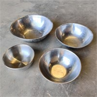 4x Stainless Steel Restaurant Prep/Mixing Bowls