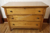 Antique Original Three Drawer Wood Dresser