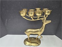 Heavy Brass 13" h Deer Candle Holder