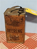 DEERING OIL TIN OIL CAN W/ORIG. LID-SPOUT