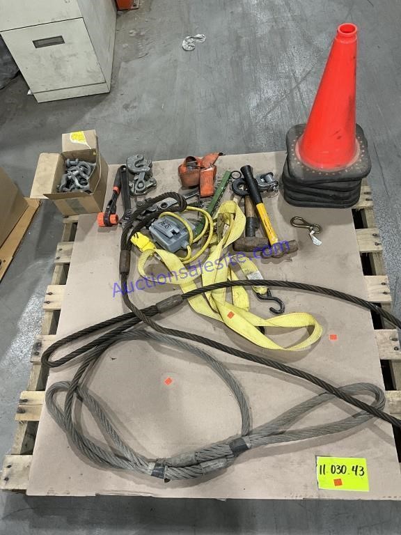 Chokers, clevis straps, hammers, cable pullers