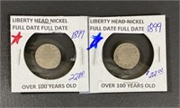1997 & 1899 Liberty Head Nickel Coins