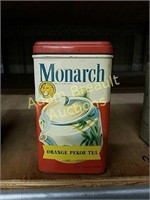 Vintage Monarch orange pekoe tea tin