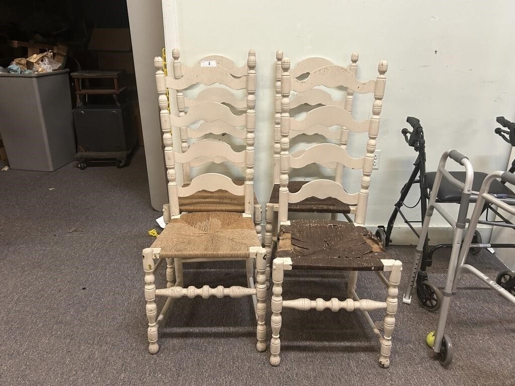 Four Antique Ladder Back Chairs