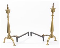 Federal Style Brass Andirons, Pair