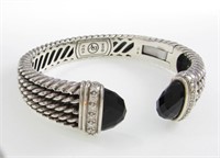 David Yurman Onyx, Diamond 5-Row Cable Bracelet
