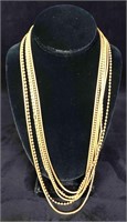 Large Gold Colored Necklace Five Unique Linked Cha