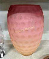 INVERTED COIN DOT FROSTED AMBERINA ART GLASS VASE