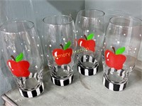 APPLE DECORATED TUMBLERS - ONE DECAL DAMAGED