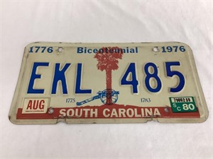 1976 South Carolina Bicentennial License Plate