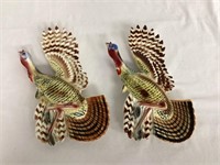 Two Vintage Turkeys in Flight Wall Hangings