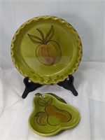 1970's Los Angeles Potteries, Green Hand Painted